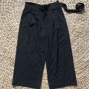 Flare tie cropped pants